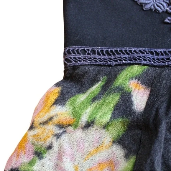 Free People Unique Wool Floral Dress Crochet Sleeveless romcom core Boho Small - Picture 10 of 14